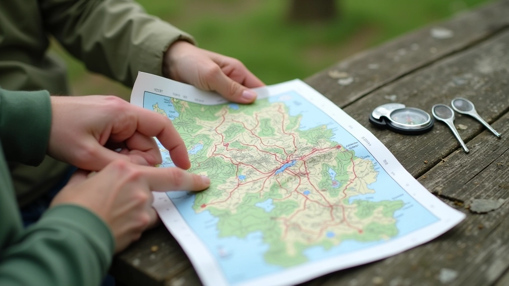Mapa topograficzna z narysowaną skalą i linijką pomiarową przy krawędzi mapy